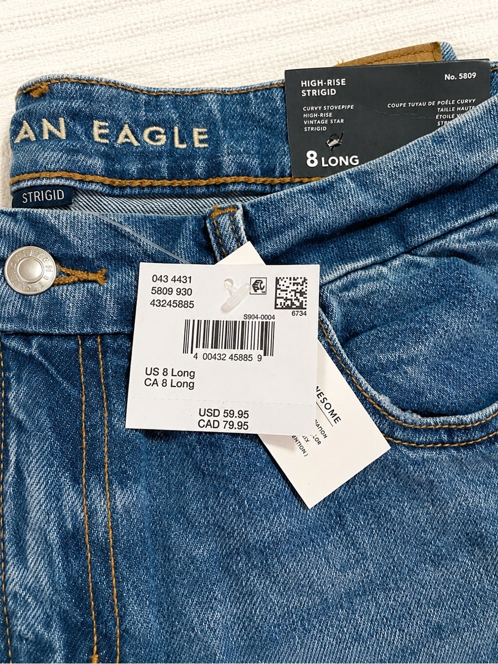 American Eagle Strigid Curvy High-Waisted Stovepipe Jeans Medium Wash - 8 Long - Picture 4 of 6